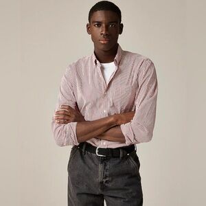 J. Crew Red and White Striped Casual Shirt